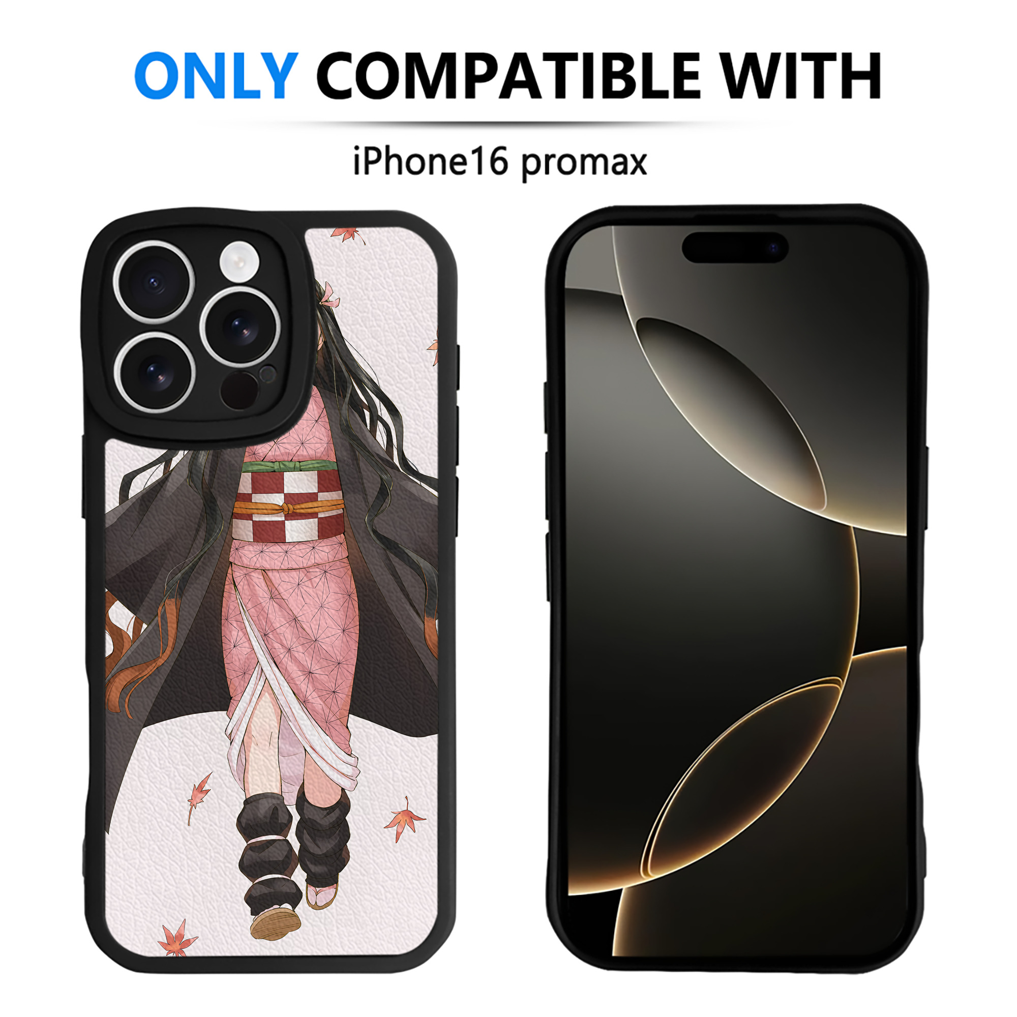 （画像用） 鬼滅の刃（きめつのやいば）竈門 禰󠄀豆子／かまど ねずこ Kamado Nezuko 【iPhone 16シリーズ対応】シリコンスマホケース（レザー調） 材質：シリコン